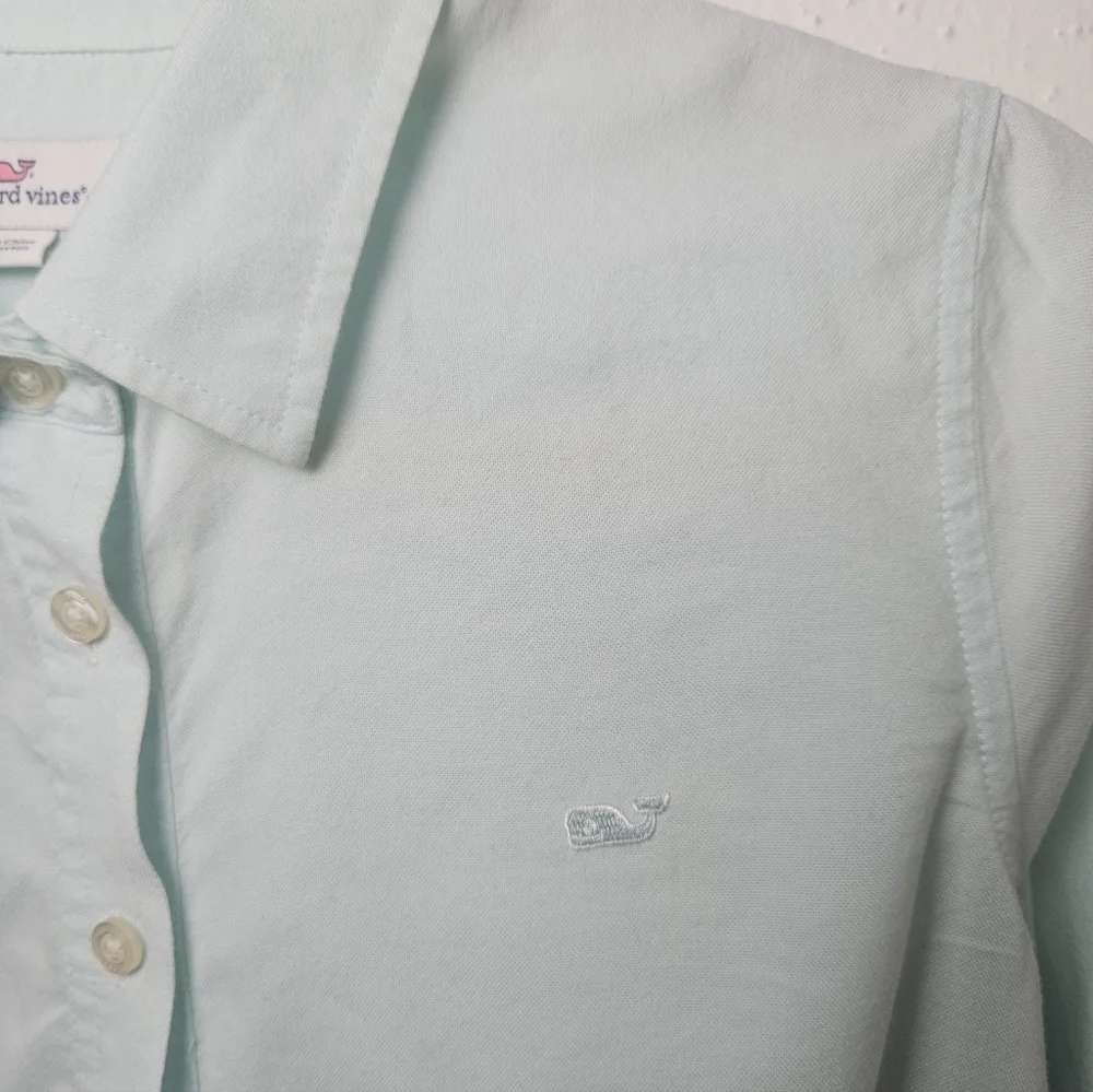 Vineyard Vines Mint Green Cotton Popover Shirt Roll Tab Sleeve Size 6